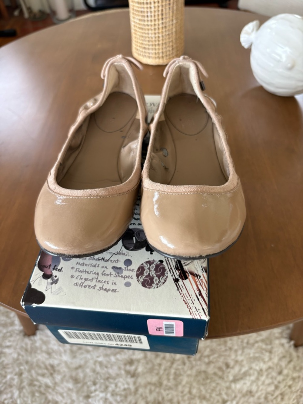 Cole Haan Maria Sharapova Patent Ballet Flats in Nude.